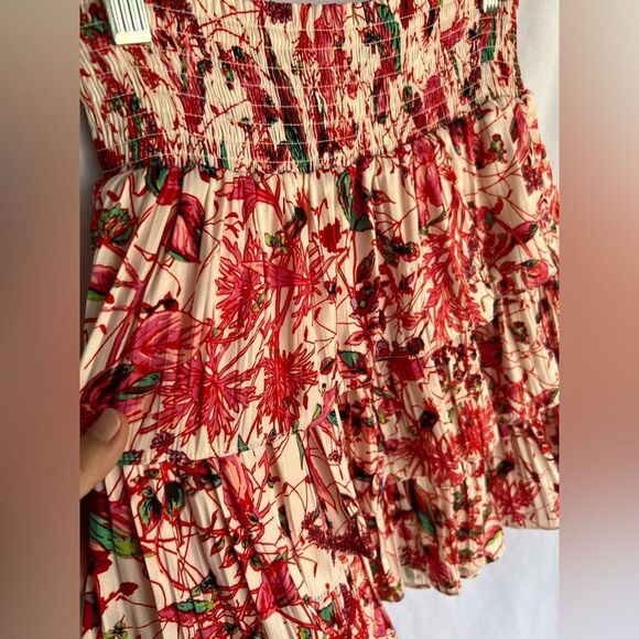 Anthropologie Pink & Green Floral Tired Mini Skirt  Size Small - Picture 3 of 8